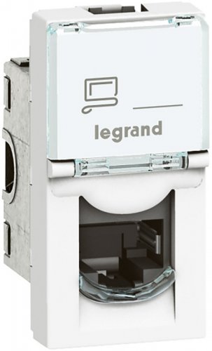 Розетка компьютерная UTP Legrand Mosaic для кабель-канала Metra 1-м. 1 мод. RJ45 5e белый картинка